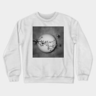 Cherry Blossom Moon In Black and White Crewneck Sweatshirt